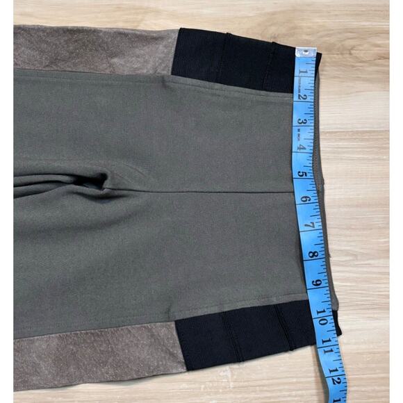 Hale Bob XS Suede Panel Legging Pant Leather Trim Stretch Olive Insm 26” sz XS - Picture 11 of 13